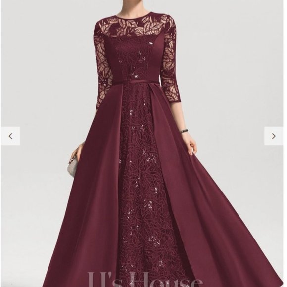 NWT JJs House Lace and Satin A Line Evening Gown Cabaret - Picture 1 of 11